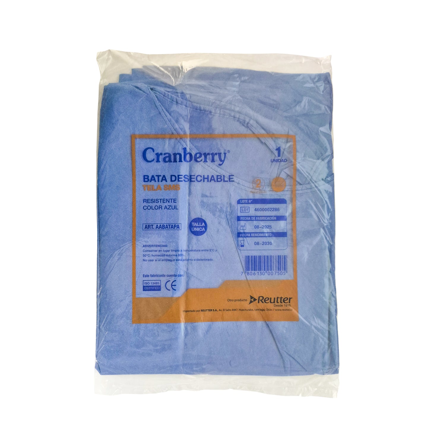 Bata Paciente Desechable SMS Cranberry