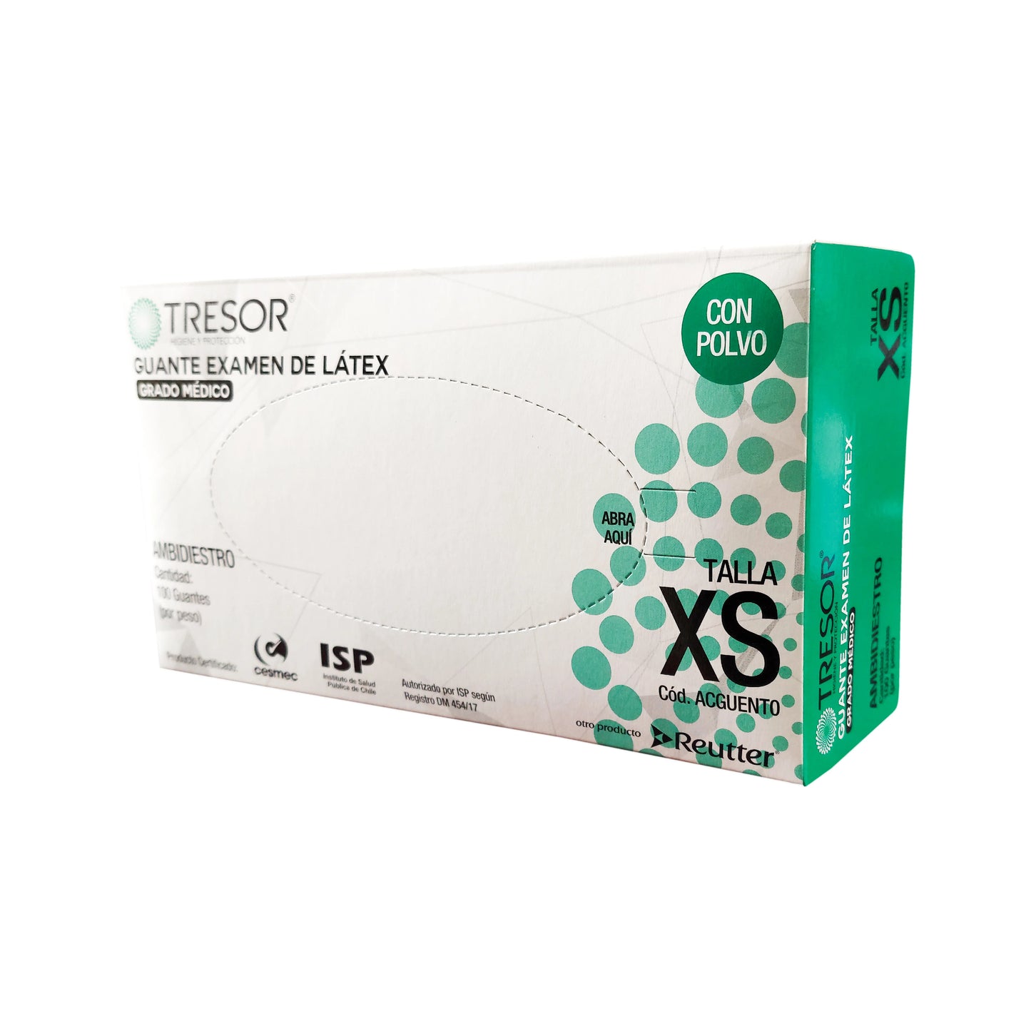 Guante de Látex Blanco Grado Médico Tresor