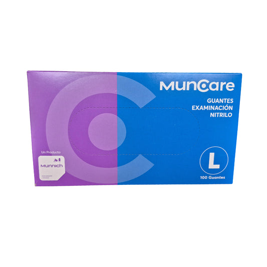 Guante de Nitrilo Sin Polvo Muncare Azul Caja por 100