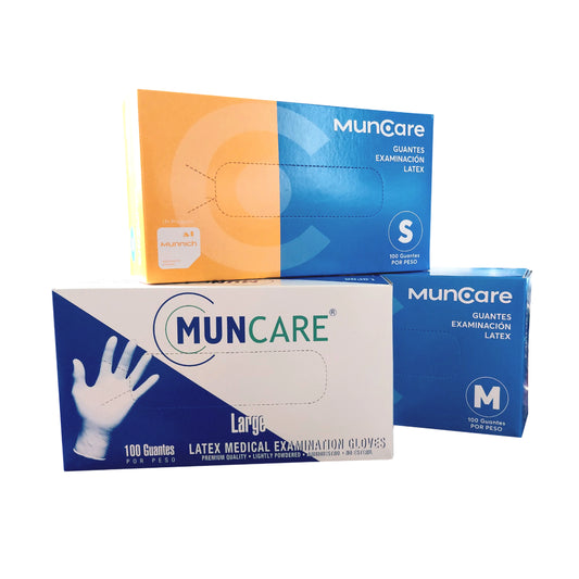 Guante de Látex Blanco Examinación Muncare Caja por 100