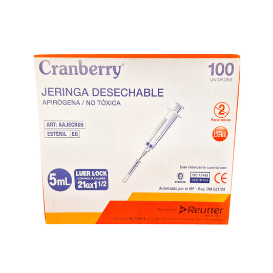 Jeringa LOCK con Aguja Cranberry