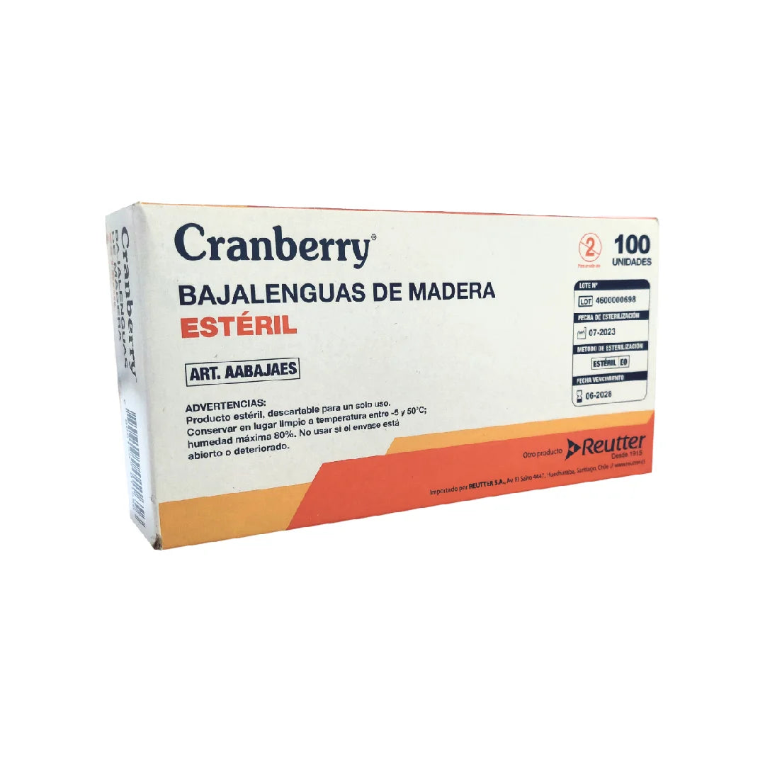 Bajalenguas de Madera Desechable Estéril Cranberry x100
