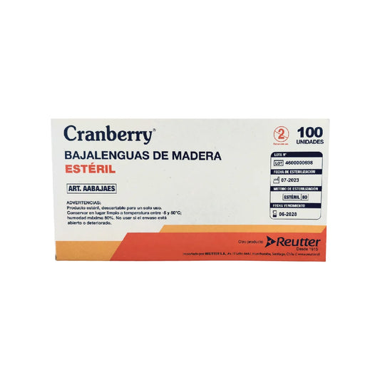 Bajalenguas de Madera Desechable Estéril Cranberry x100