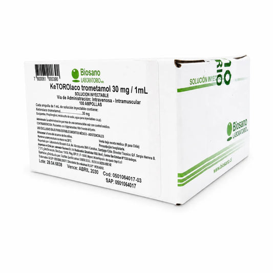 Ketorolaco Trometamol 30mg/mL Inyectable x100 Biosano