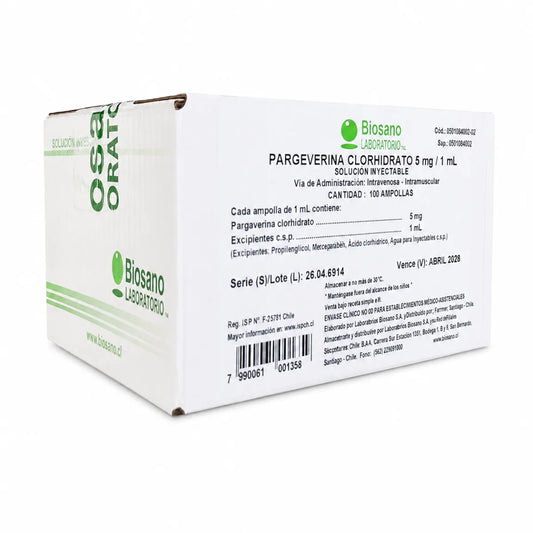 Pargeverina Clorhidrato 5mg/1mL Inyectable x100 Biosano