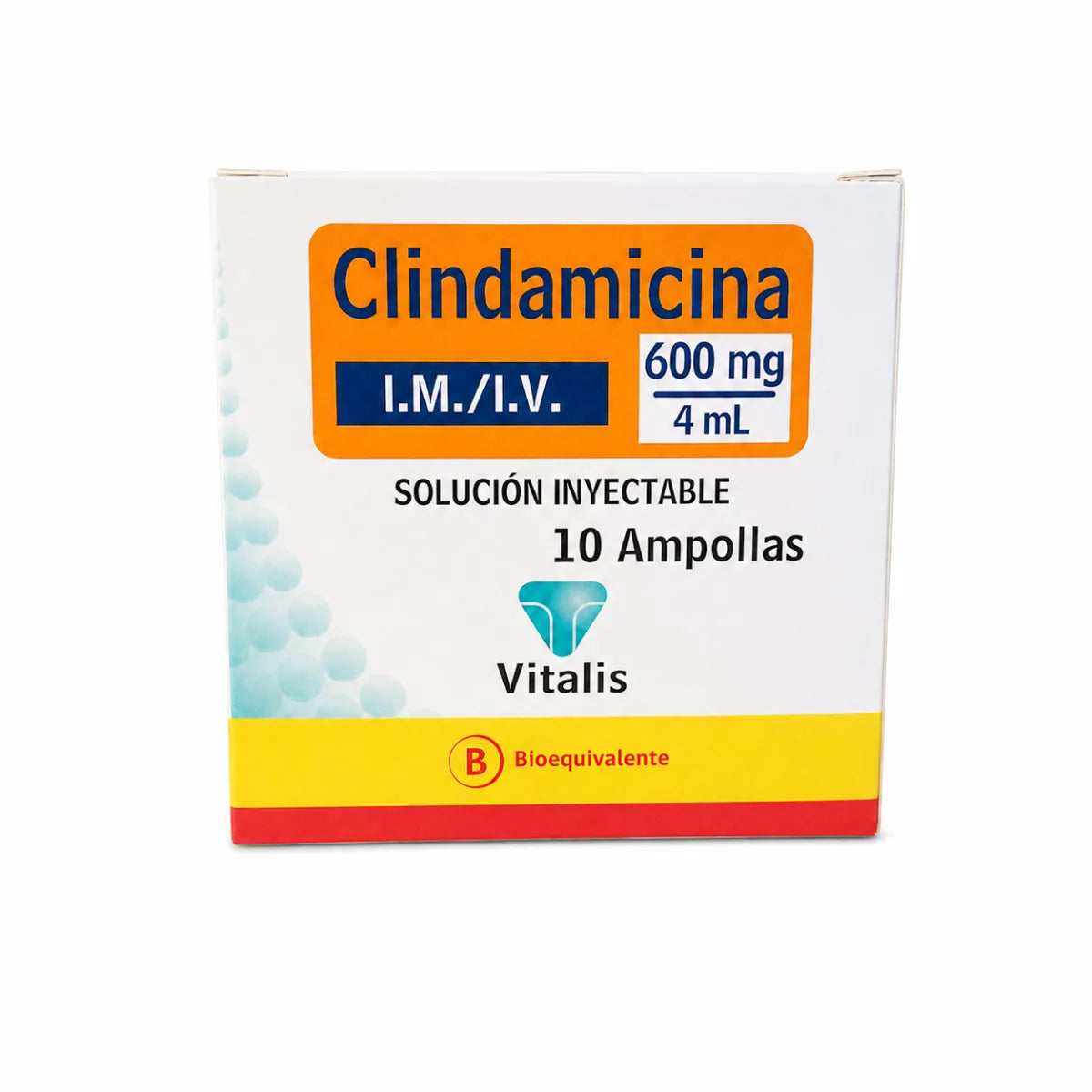 Clindamicina 600 mg/4 mL Solución Inyectable Vitalis (x10)