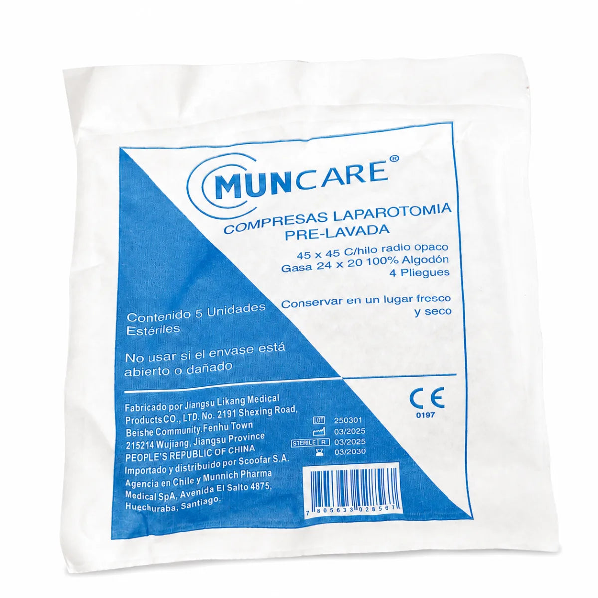 Compresa de Gasa Estéril 45 x 45 cm Muncare x5