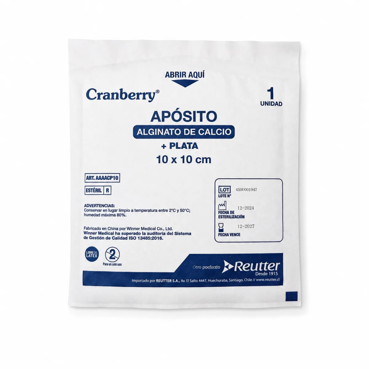 Apósito de Alginato de Calcio + Plata Cranberry