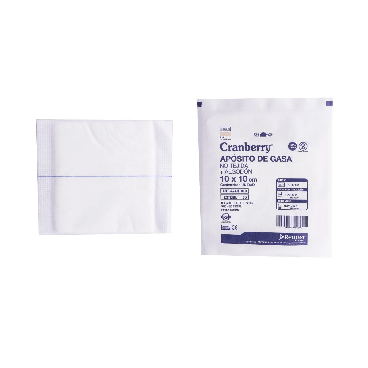 Apósito de Gasa No Tejida con Algodón Estéril Cranberry