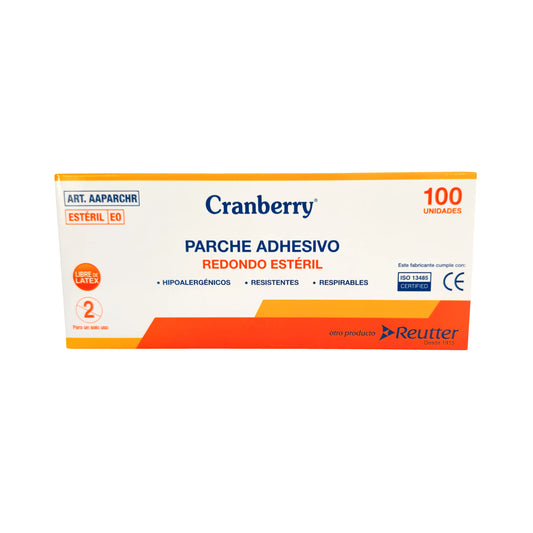 Parche Curita Redondo Impermeable Estéril Cranberry Caja x100