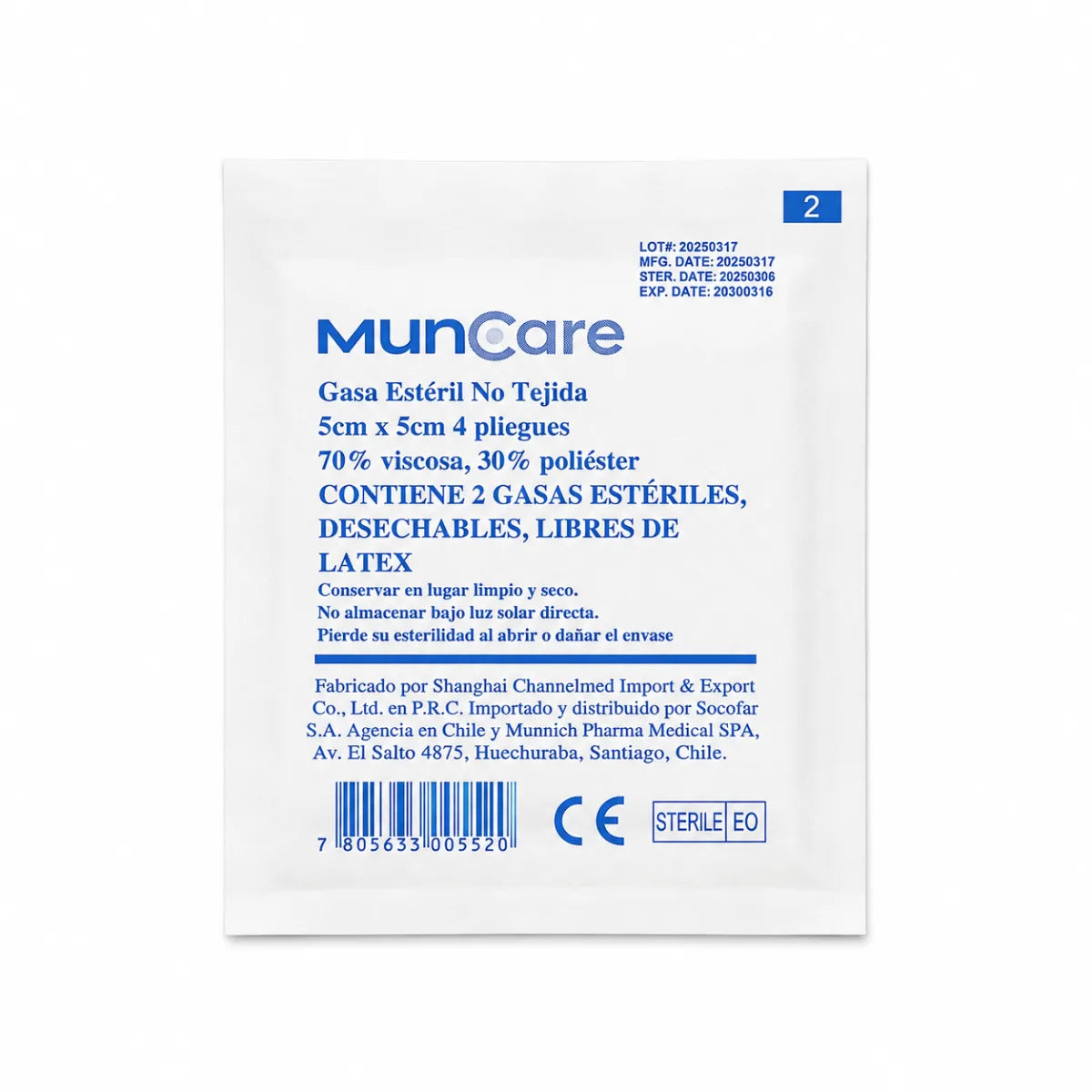 Gasa No Tejida Estéril Muncare x50 (x2)