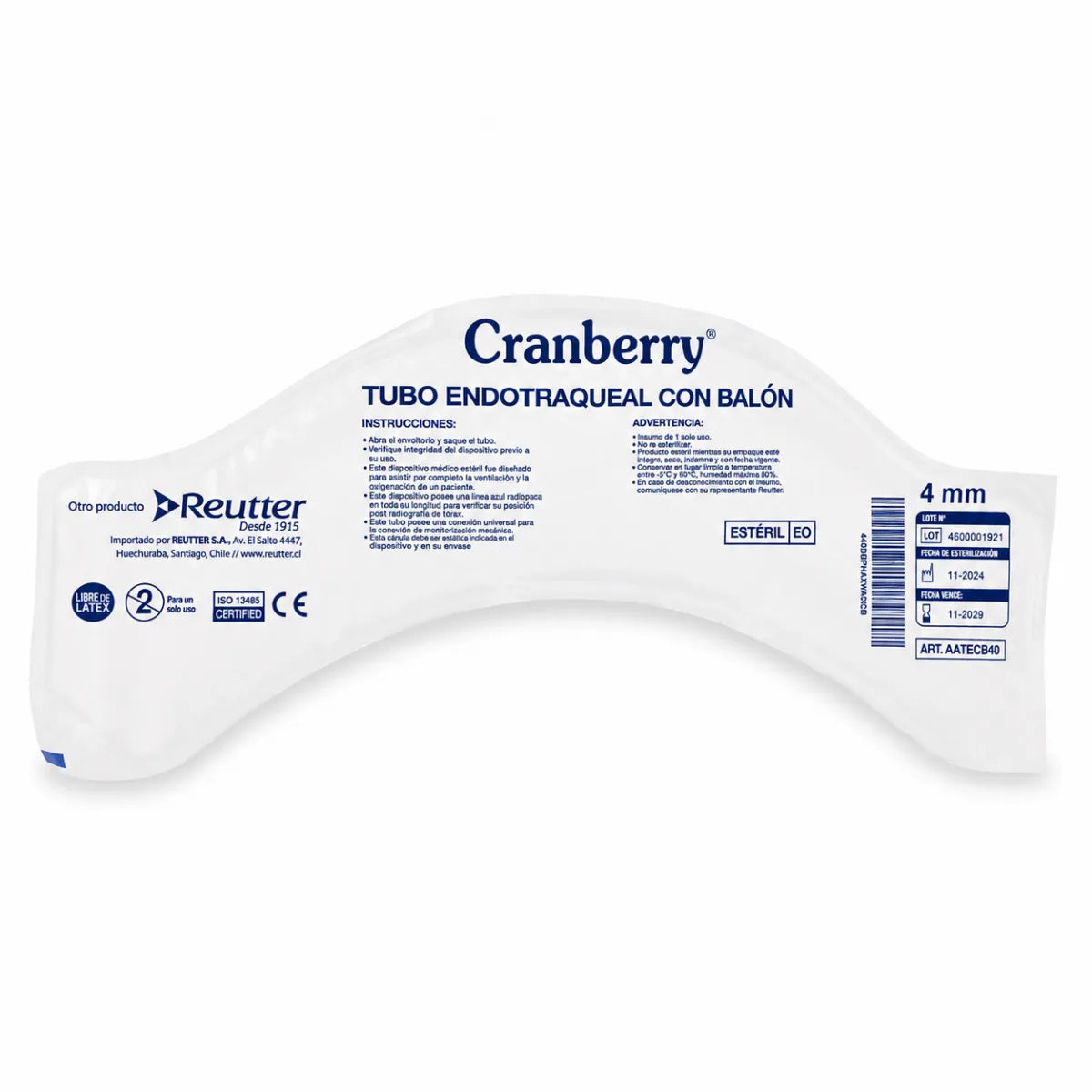 Tubo Endotraqueal con Balón Cranberry