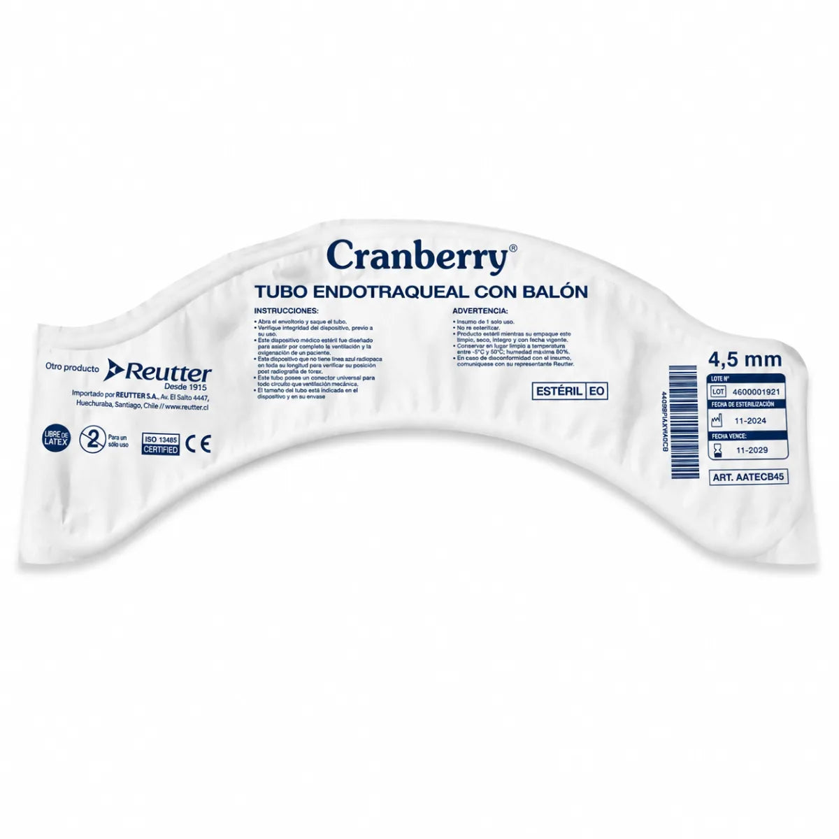Tubo Endotraqueal con Balón Cranberry 4,5 mm 18 FR