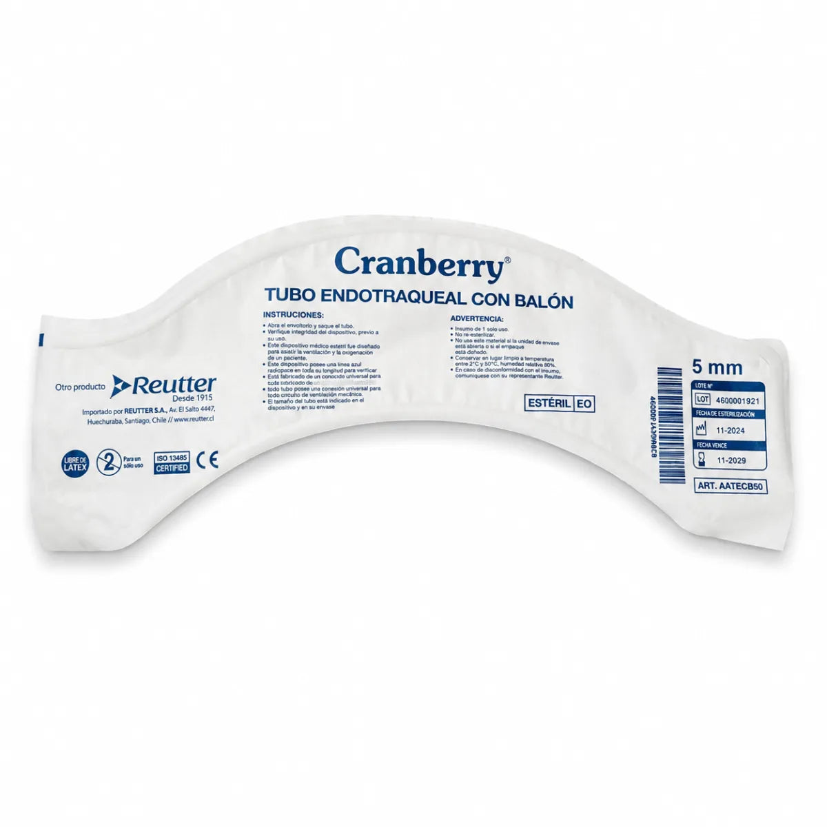 Tubo Endotraqueal con Balón Cranberry 5,0 mm 20 FR