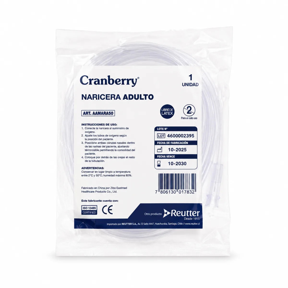 Naricera (Cánula Nasal) de Oxígeno Cranberry