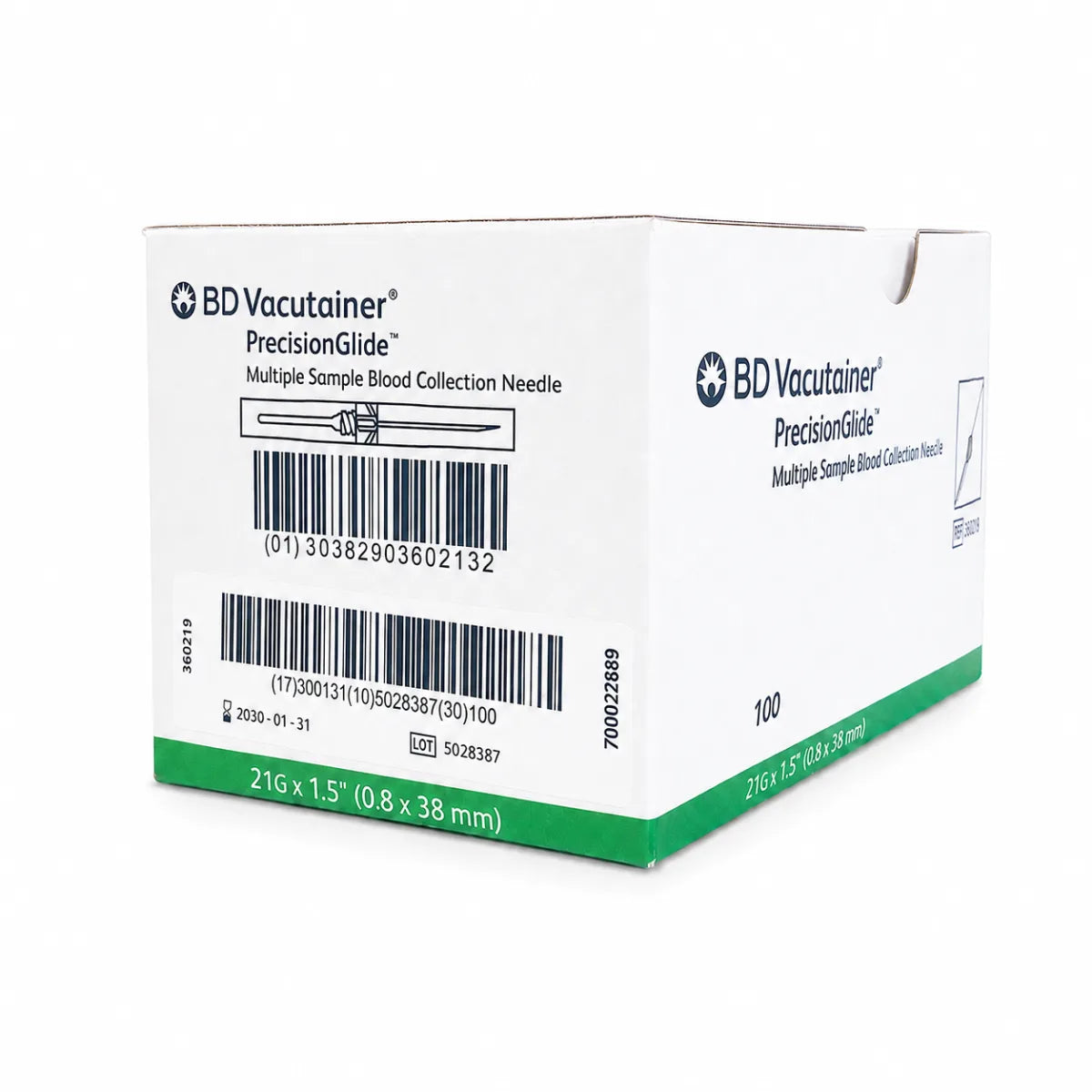 Aguja BD Vacutainer PrecisionGlide Toma Múltiple 21G × 1,5" (x100)
