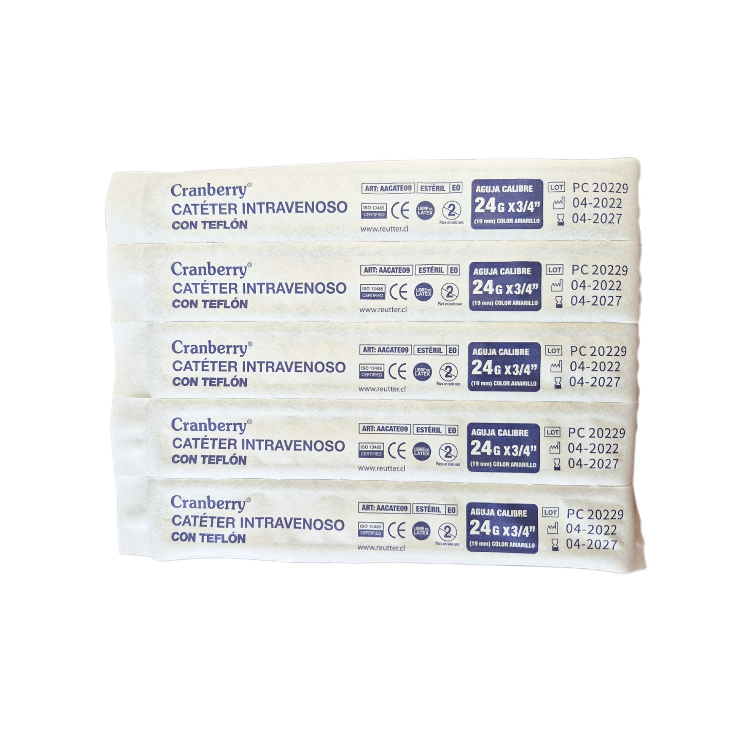 Catéter Intravenoso Periférico Estéril Cranberry – x50