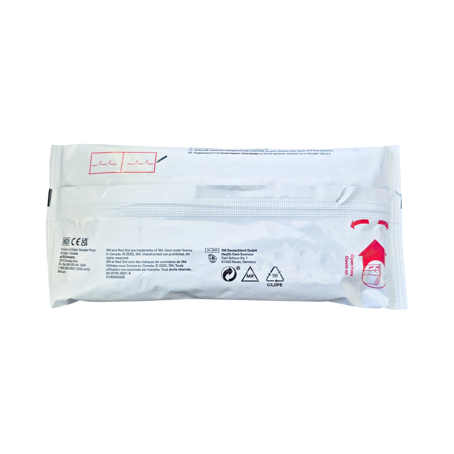 Electrodo ECG 3M Red Dot 2570 Broche de Carbono Paquete x50
