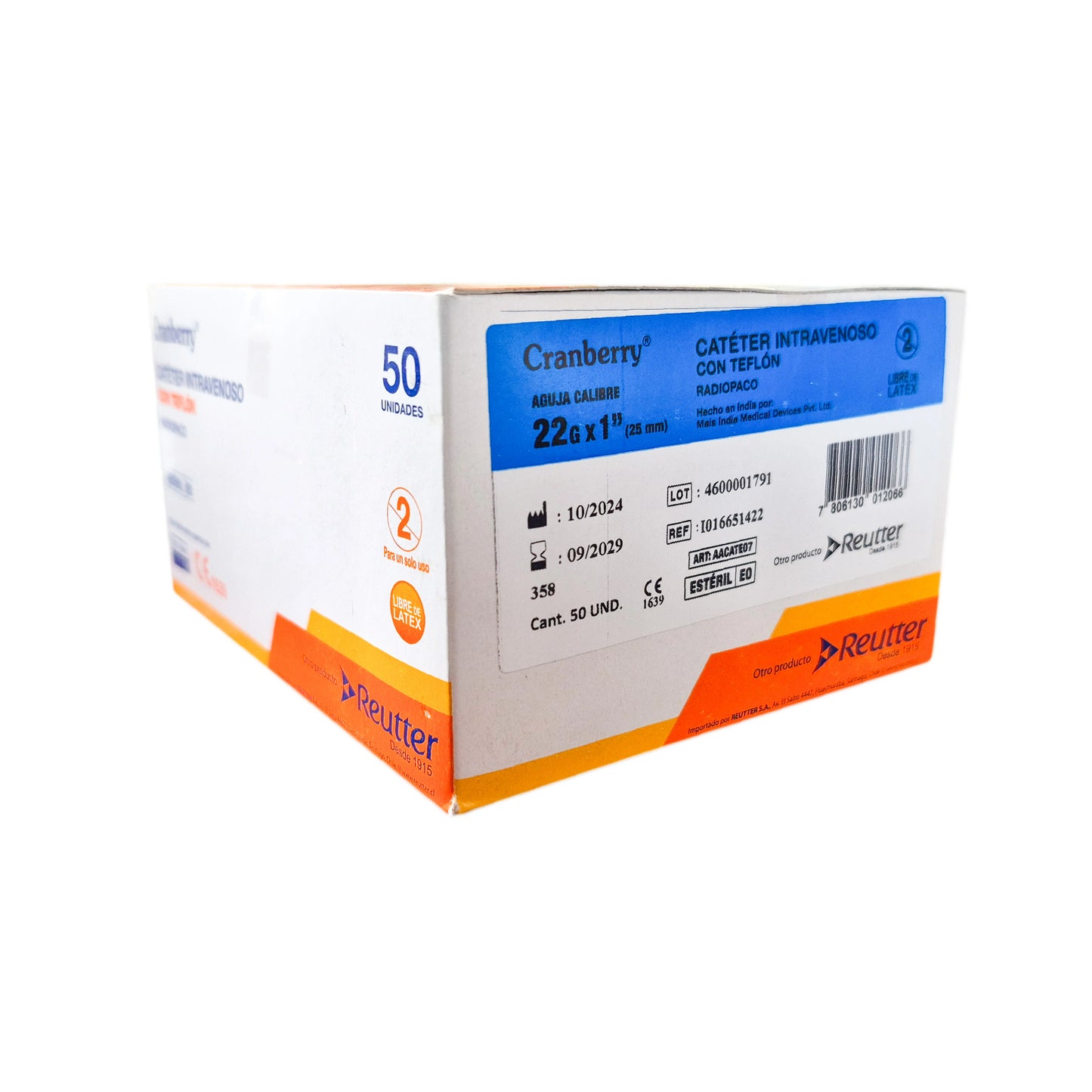 Catéter Intravenoso Periférico Estéril Cranberry – x50