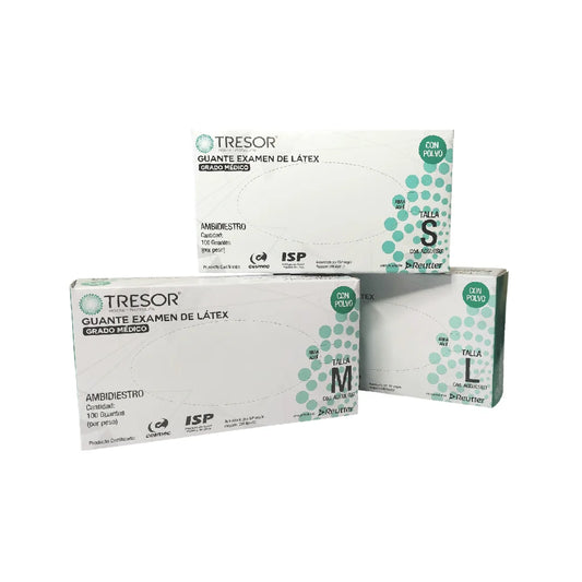 Guante de Látex Blanco Grado Médico Tresor