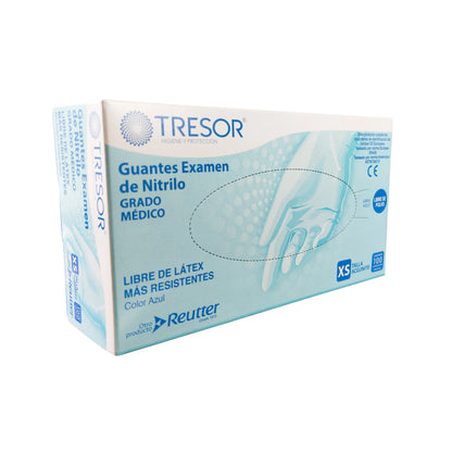 Guante de Nitrilo Azul Grado Médico Tresor x100