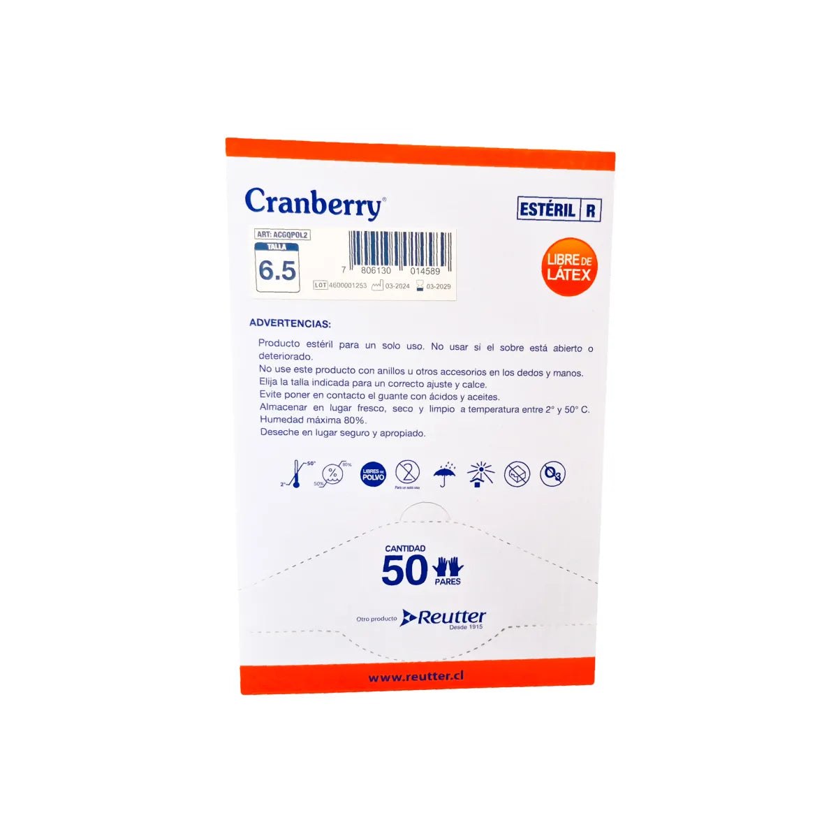 Guante de Poliisopreno Estéril Quirúrgico Cranberry