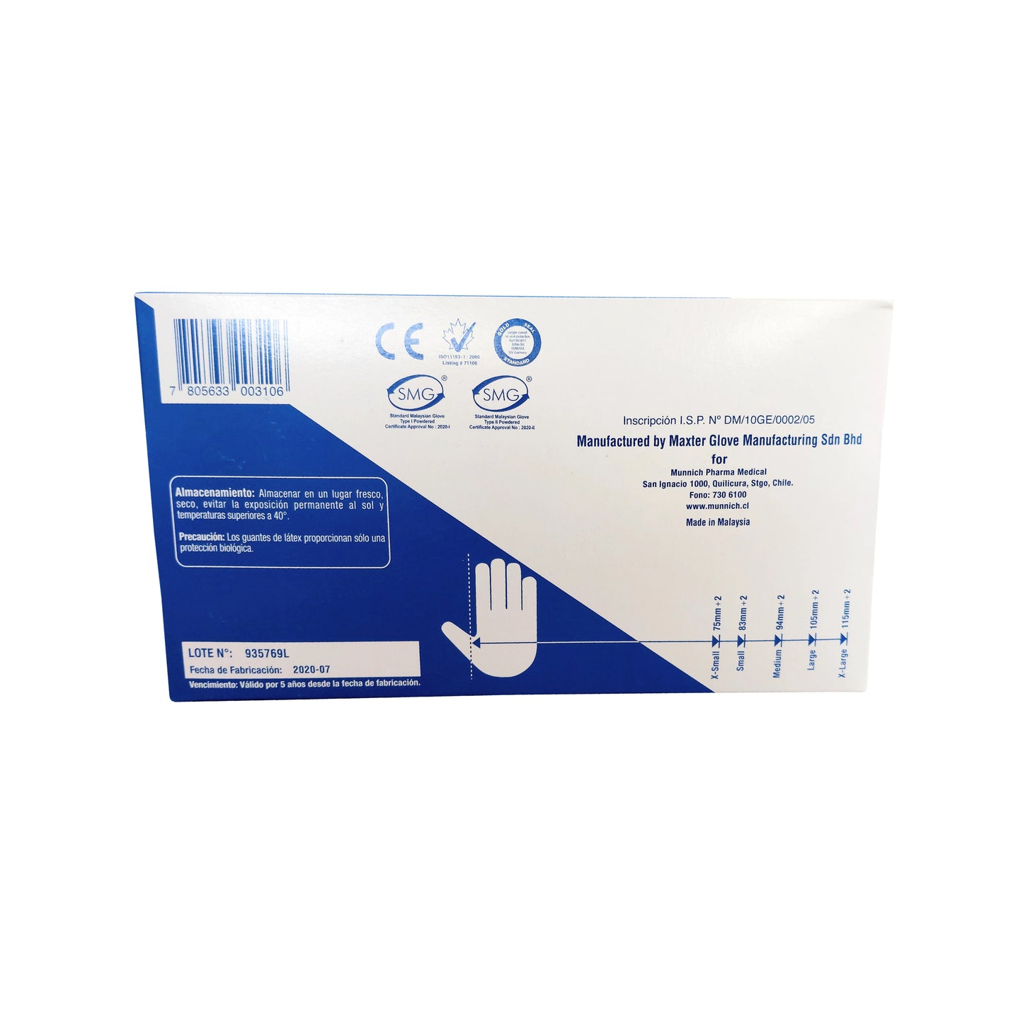 Guante de Látex Blanco Examinación Muncare x100