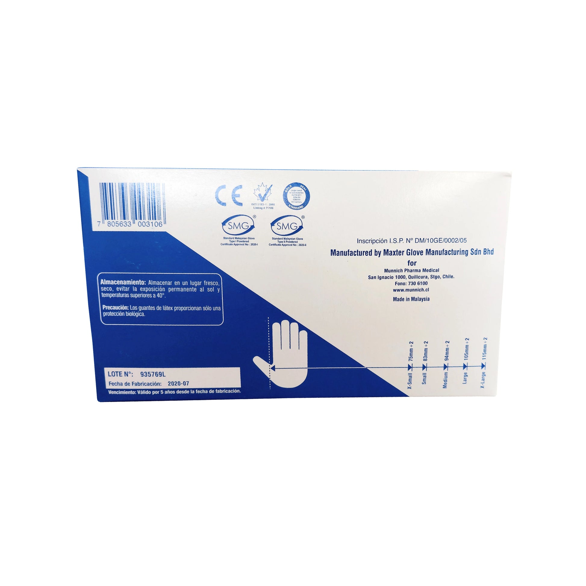 Guante de Látex Blanco Examinación Muncare x100