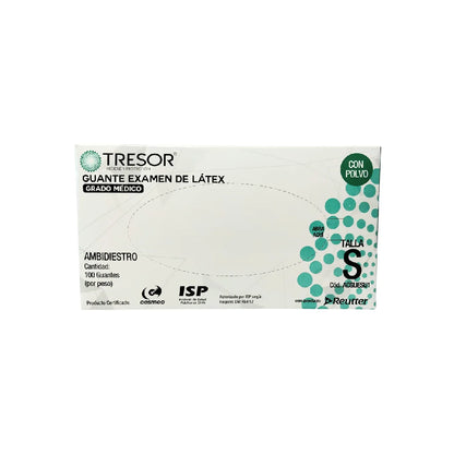 Guante de Látex Grado Médico x100 Tresor talla S