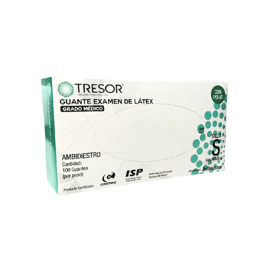 Guante de Látex Blanco Grado Médico Tresor