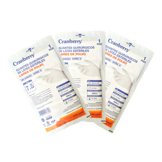 Guante de Látex Estéril Quirúrgico Cranberry 50 Pares