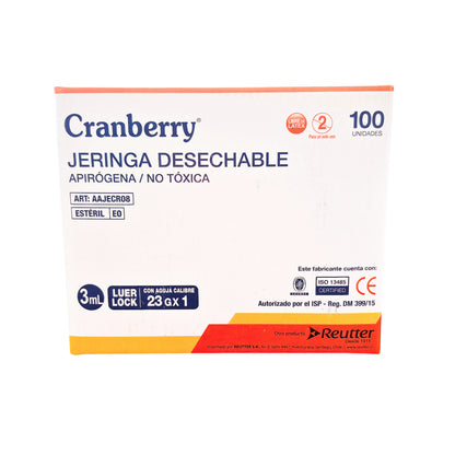 Jeringa LOCK con Aguja Cranberry