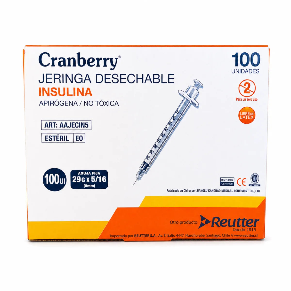 Jeringa de Insulina 100 UI 29G x100 Cranberry