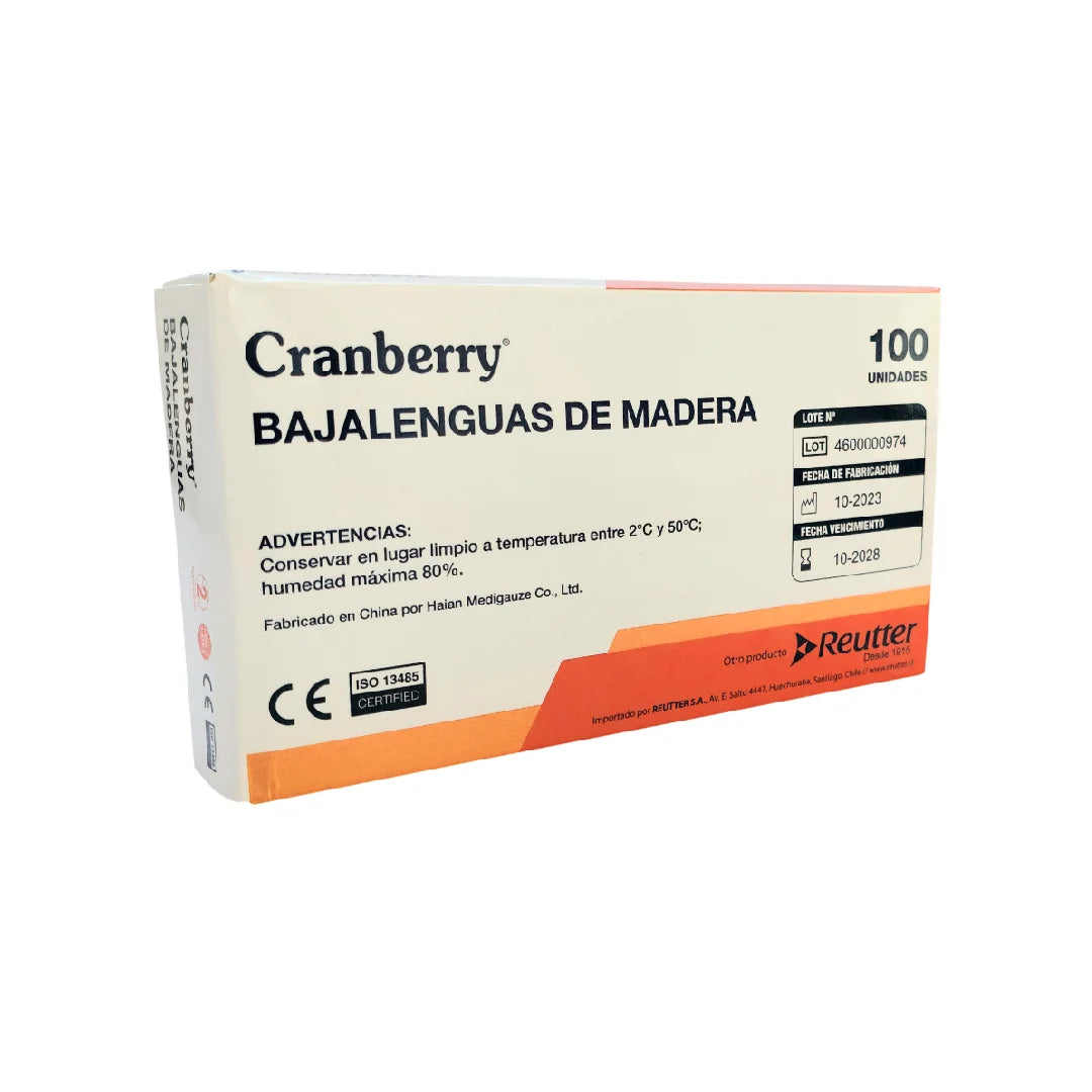 Bajalenguas de Madera Desechable Cranberry x100