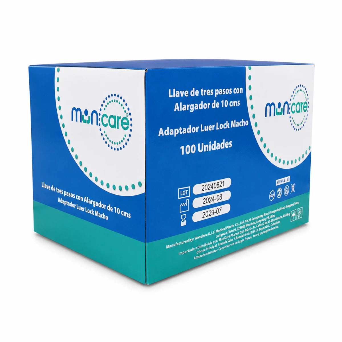 Alargador Venoso con Llave de Tres Pasos 10cm x100 Muncare