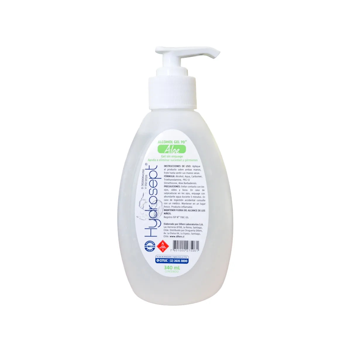 Alcohol Gel Hydrosept 70° con Aloe Difem Care