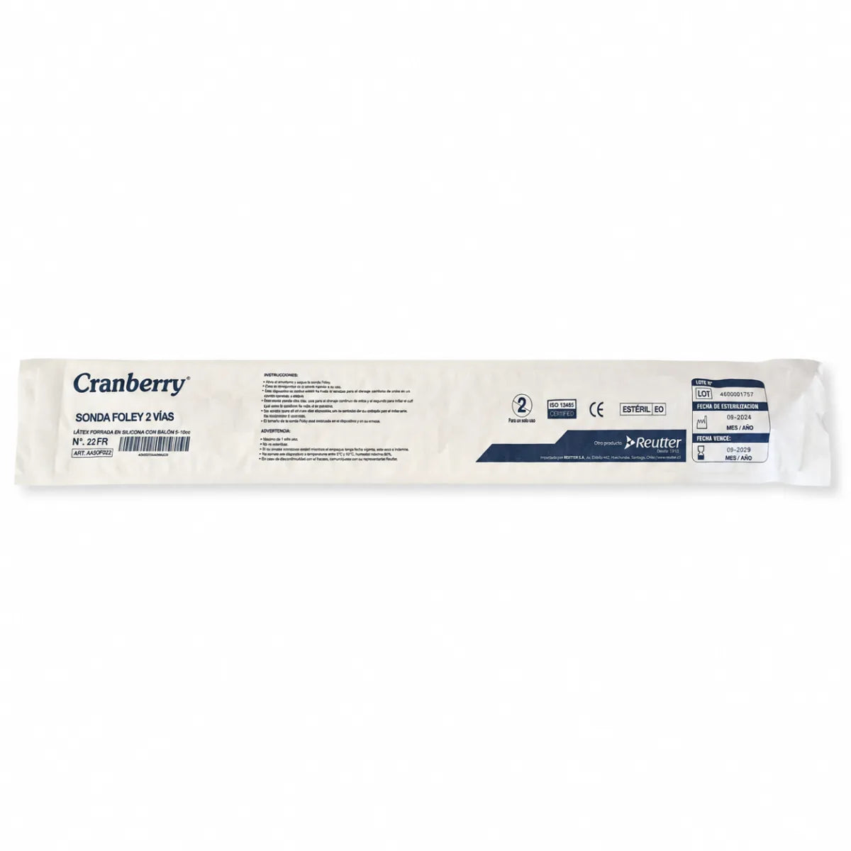 Sonda Foley Látex Forrado en Silicona 2 Vías Cranberry
