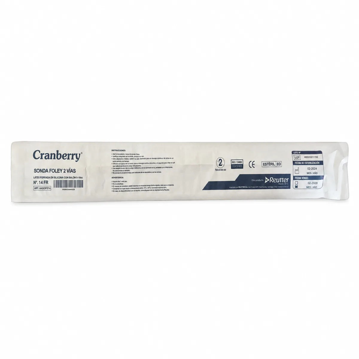 Sonda Foley 2 Vías 100% Silicona con Balón Cranberry