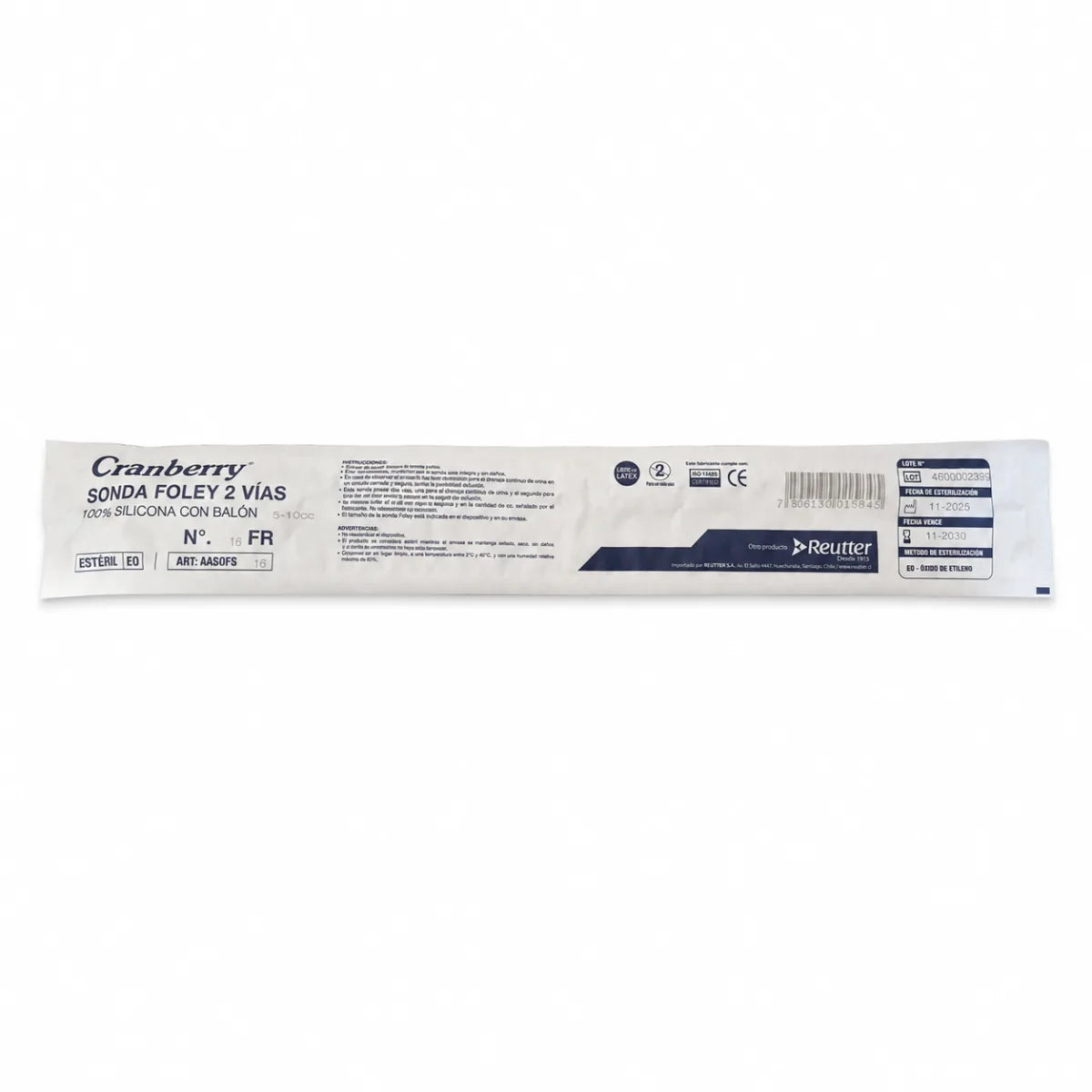 Sonda Foley 2 Vías 100% Silicona con Balón Cranberry
