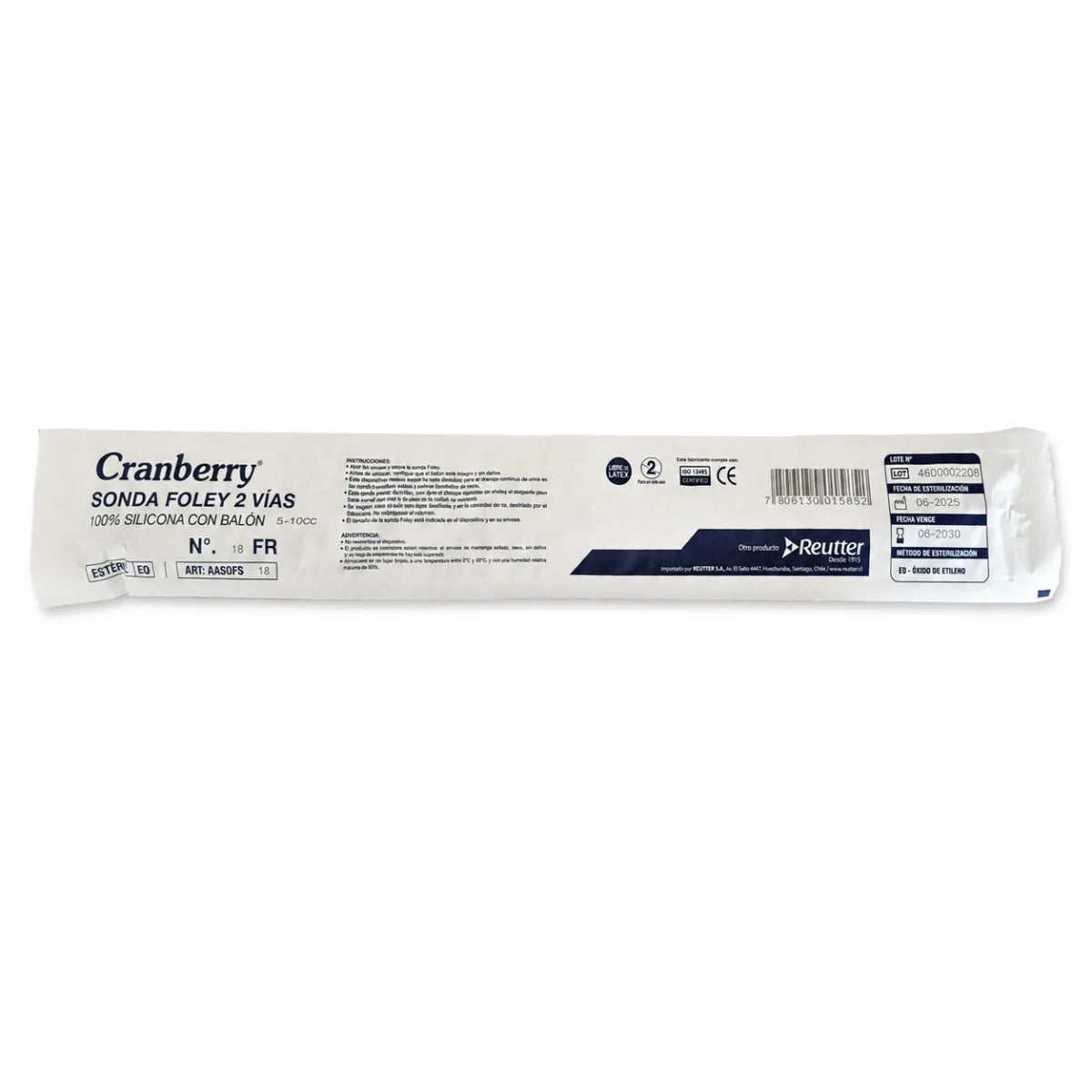 Sonda Foley 2 Vías 100% Silicona con Balón Cranberry
