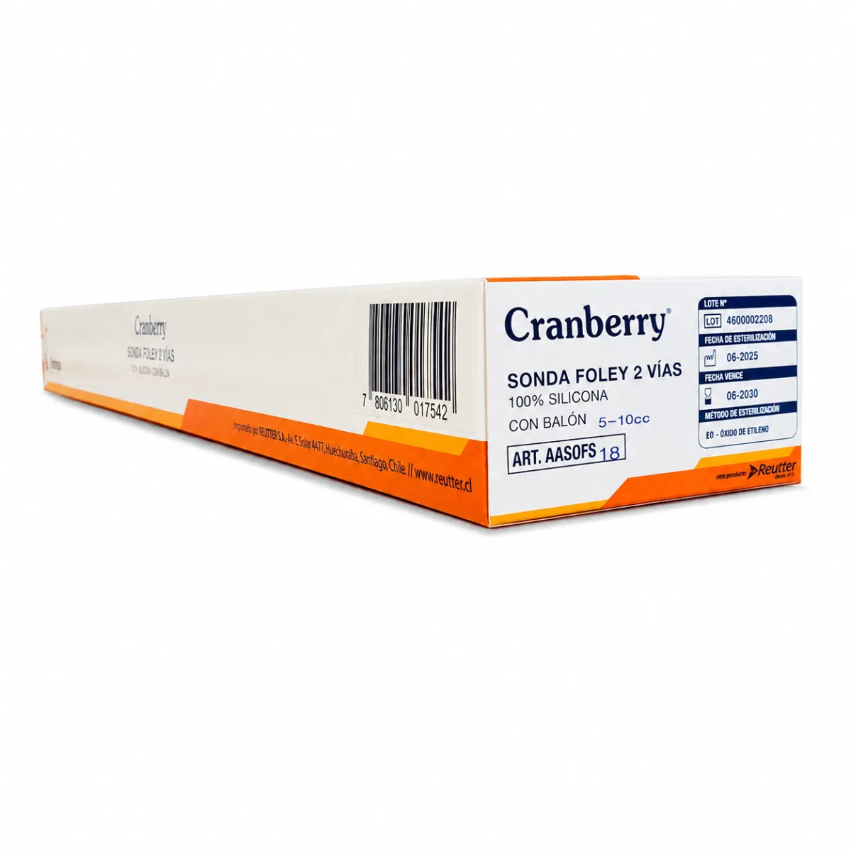 Sonda Foley 2 Vías 100% Silicona con Balón Cranberry