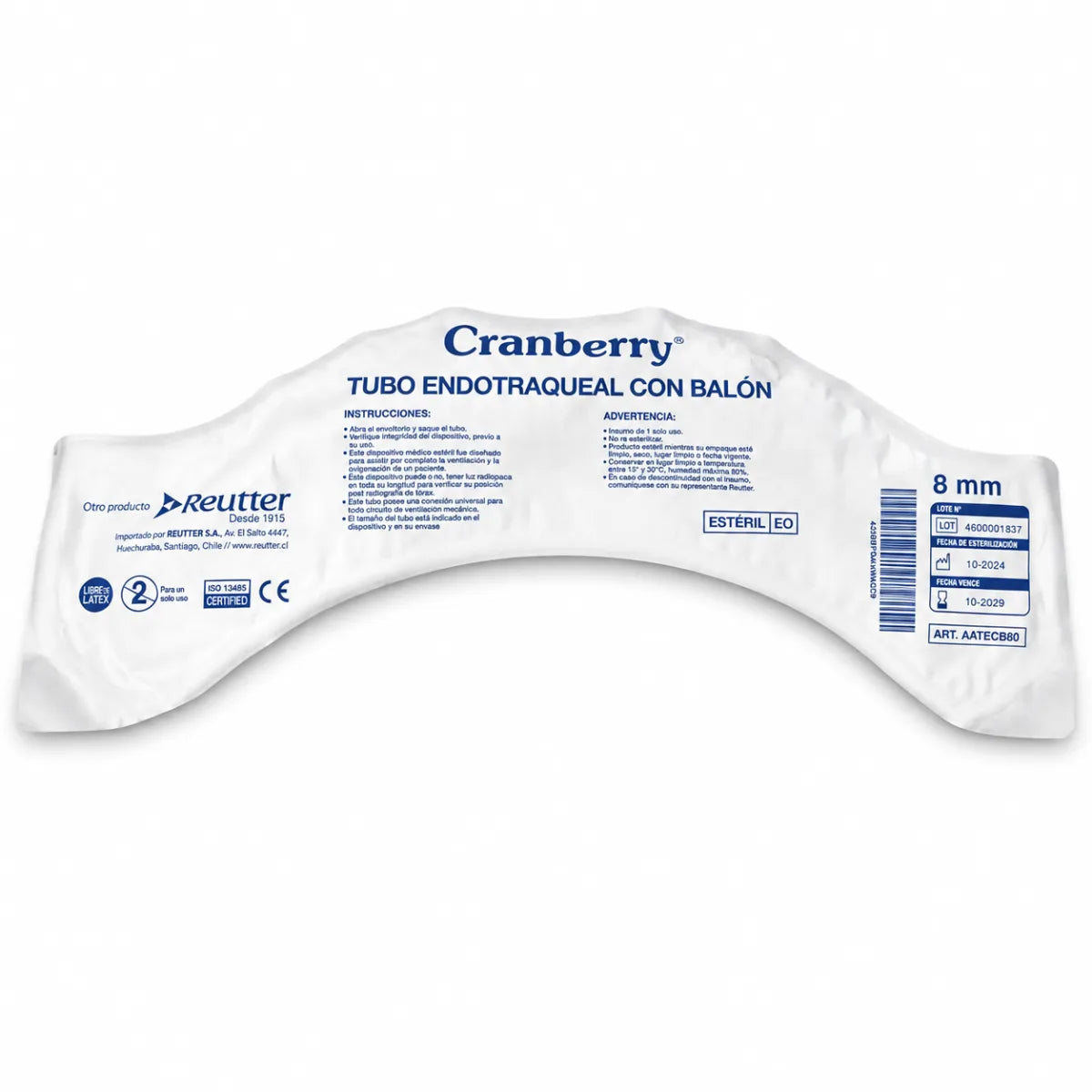 Tubo Endotraqueal con Balón Cranberry 8,0 mm 28 FR