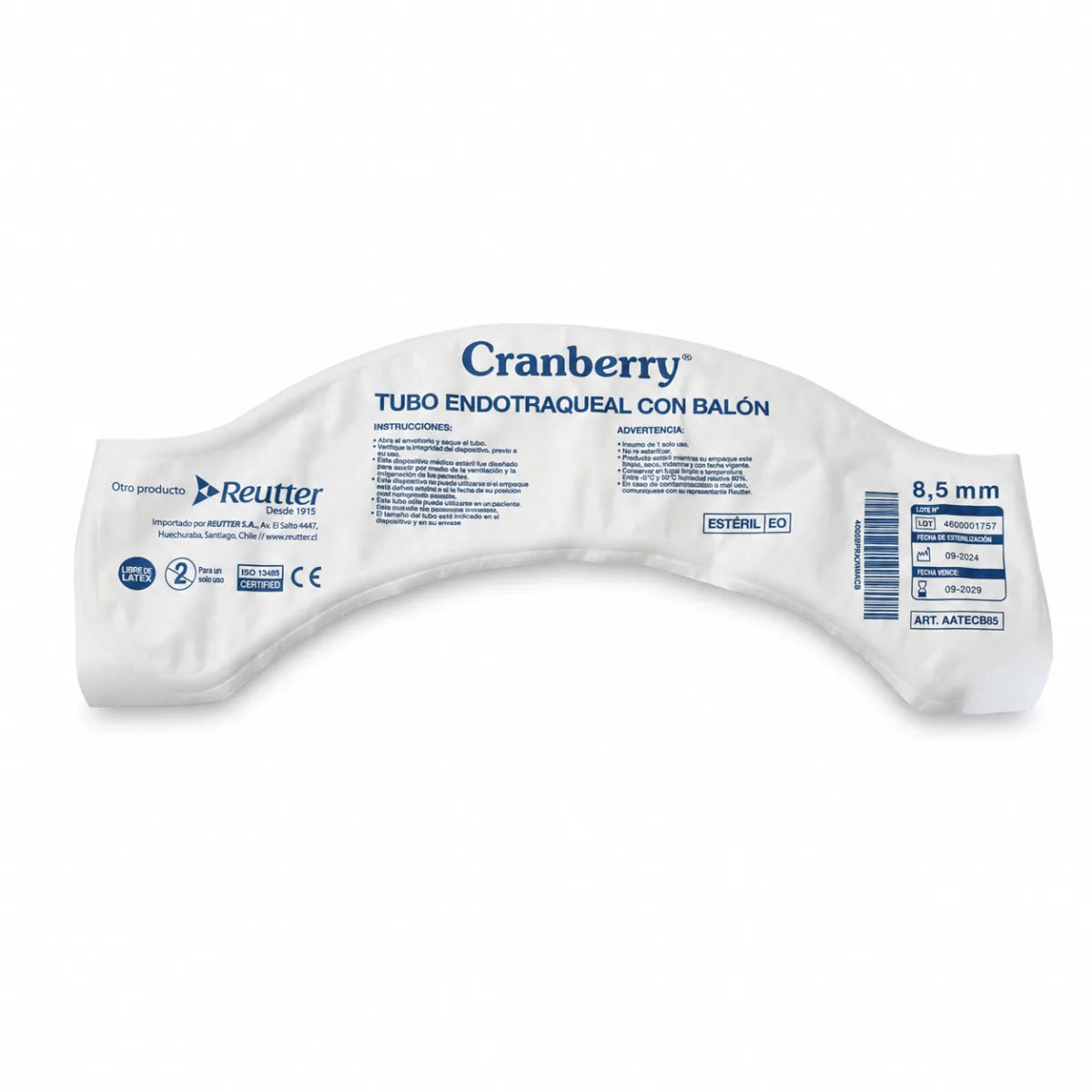 Tubo Endotraqueal con Balón Cranberry 8,5 mm 28 FR