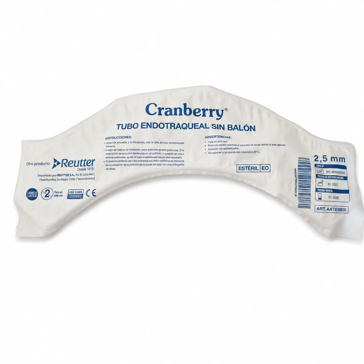 Tubo Orotraqueal sin Balón Cranberry