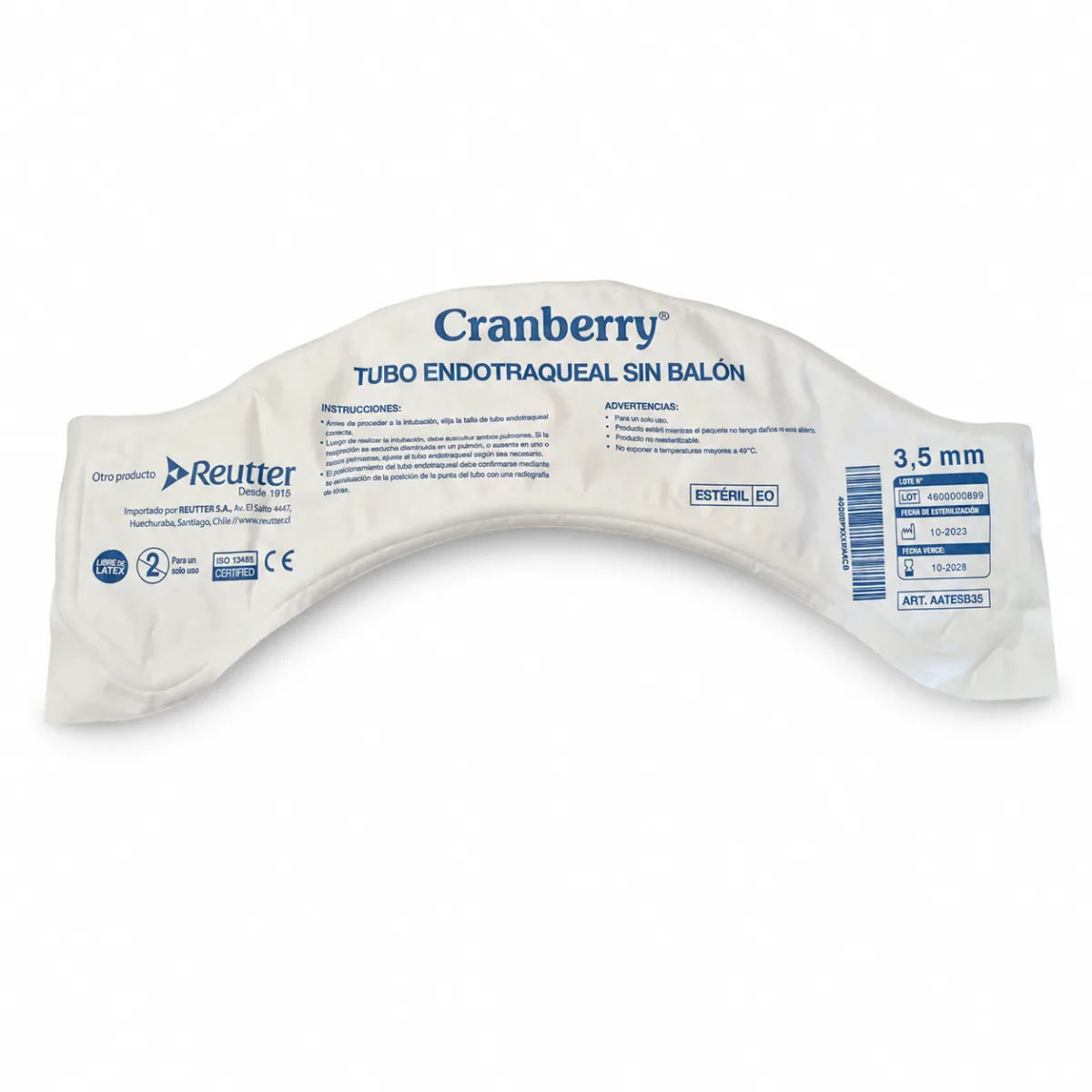 Tubo Orotraqueal sin Balón Cranberry