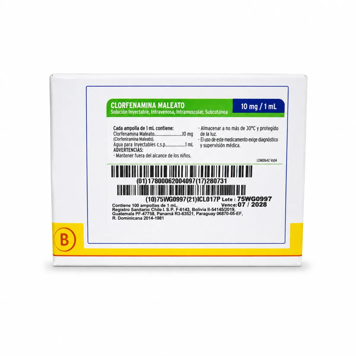 Clorfenamina Maleato 10 mg/mL IV/IM/SC Fresenius Kabi – x100 Ampollas