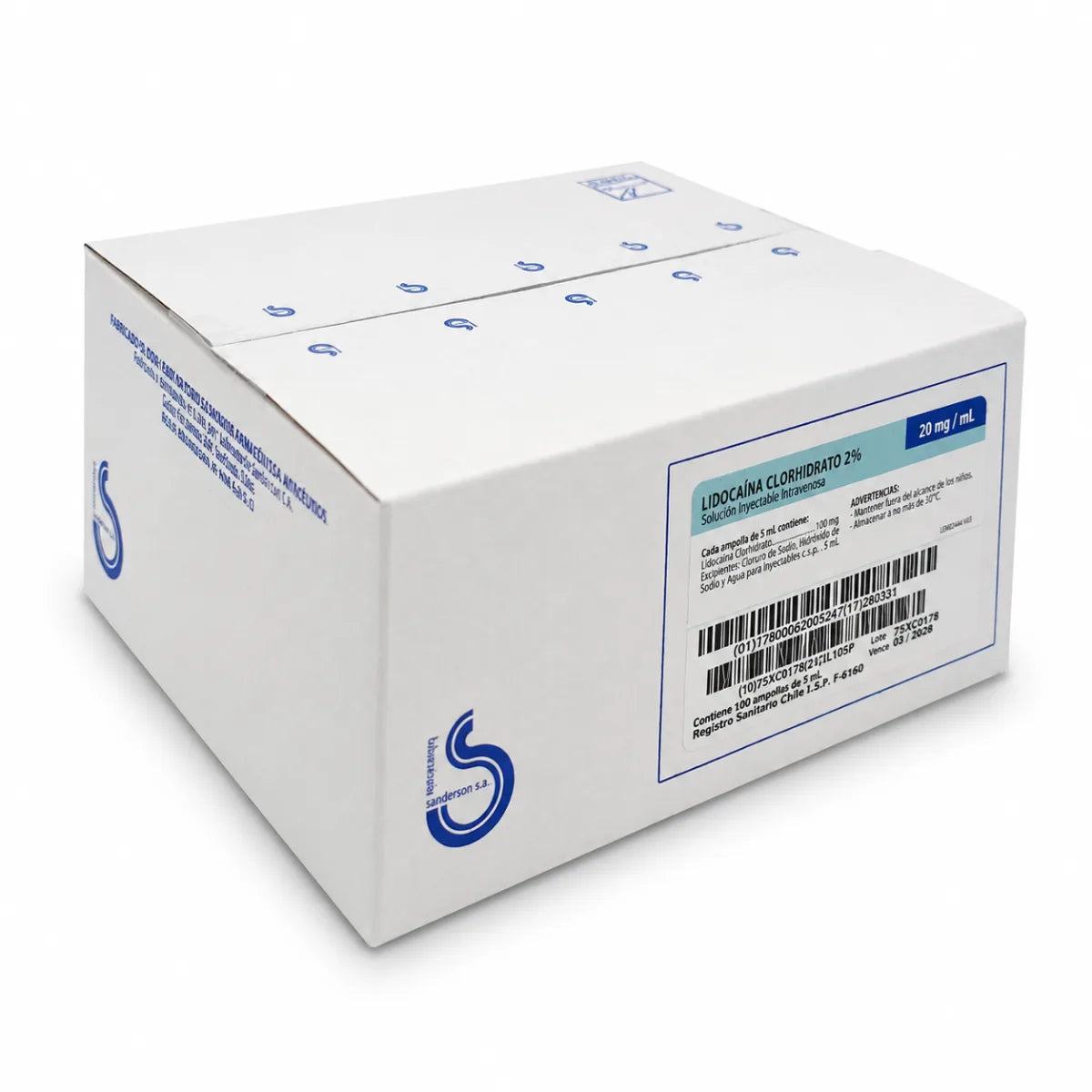 Lidocaína Clorhidrato 2% Inyectable – x100 Ampollas 5 mL