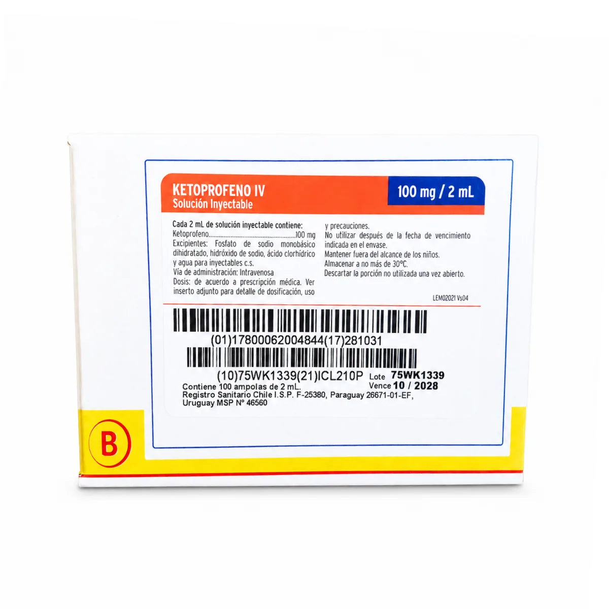 Ketoprofeno 100 mg/2 mL Solución Inyectable Sanderson (x100)