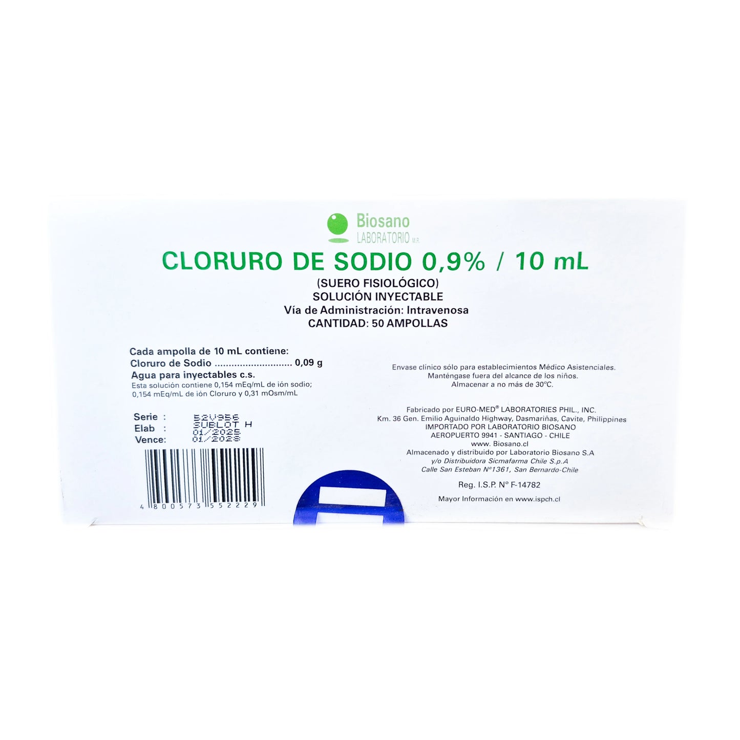 Cloruro de Sodio Biosano 10mL x50