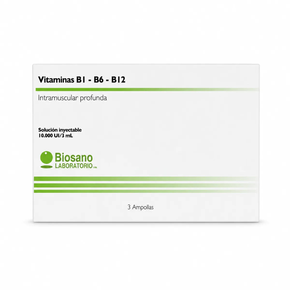 Vitaminas B1 B6 B12 Solución Inyectable 10.000 UI/3 mL Biosano (x3)